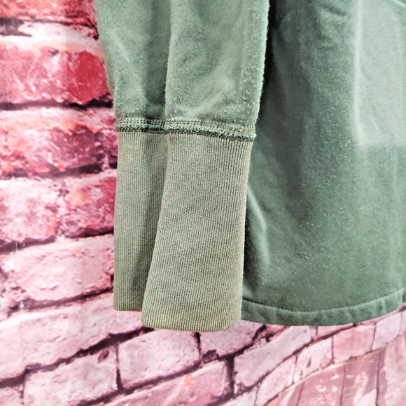 Men's Shirt Green Solid Military Sleeping Shirt Regular Fit Quarter Zip Pullover - Picture 6 of 7